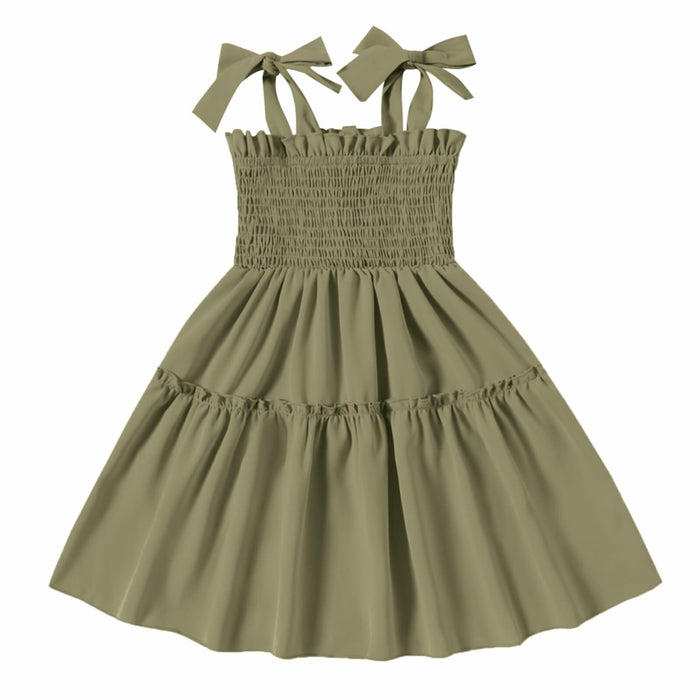 Neutocd Toddler Girls Sleeveless Summer Dress Solid Green Size 5-6 Years by Deal US