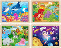 RANSUNN Wooden Animal Dinosaur Jigsaw Puzzles 60 PCs 4 Packs Multicolor by Deal US