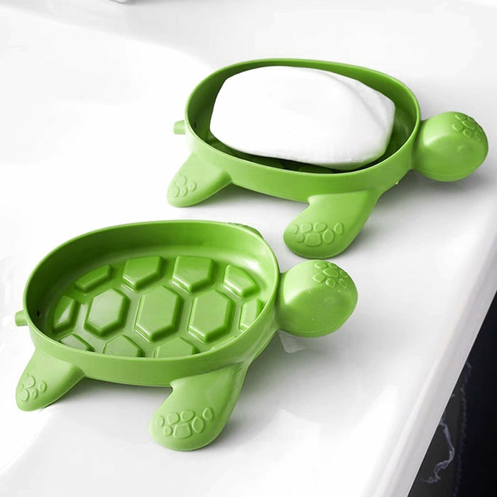 2 Pack Tortoise Soap Dishes Soap Holder with Drain Green Bathroom Kitchen by Deal US