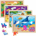RANSUNN Wooden Animal Dinosaur Jigsaw Puzzles 60 PCs 4 Packs Multicolor by Deal US