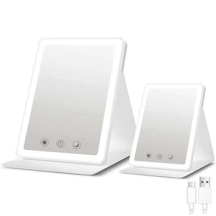 BACK KTCL 2 Pack 2025 Rechargeable Travel Makeup Vanity Mirror 72 LED Lights by Deal US