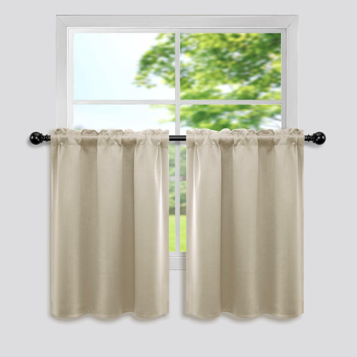 Mrs.Naturall Biscotti Beige Blackout Curtains 34x36 Inch Set of 2 Panels by Deal US