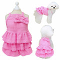 Wiz BBQT Cat Pink Tiered Ruffle Dress Bow Small Dog Clothes Size L by Deal US
