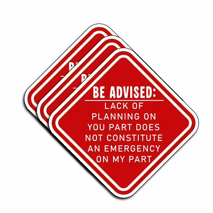 TATAHOS 3Pcs Lack of Planning Emergency Stickers Waterproof Vinyl 3" Multi by Deal US