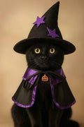 Pextian Halloween Cat Witch Costume Adjustable Black Purple Cloak Hat Size M/L by Deal US