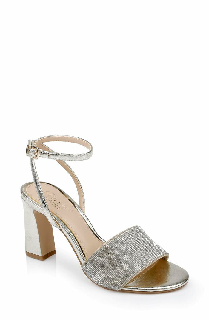 Women Silver Rhinestone Block Heel Sandals Ankle Strap Dress Shoes by Deal US