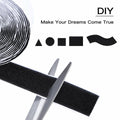 BQS 1" Self Adhesive Hook and Loop Tape 16ft Black Sticky Back Fastener by Deal US