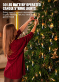 Minetom 50LED Battery Operated Christmas Tree Candles Warm White 48FT 8 Modes by Deal US