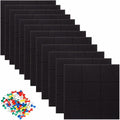 YUSALCEF 12 Pcs Large 11.8" Felt Bulletin Board Tiles Black with 60 Push Pins by Deal US