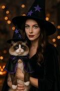 Pextian Halloween Cat Witch Costume Adjustable Black Purple Cloak Hat Size M/L by Deal US