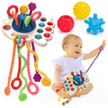 Thremhoo Montessori Silicone Baby Pull String Toy Toddler Red Blue Multi-color by Deal US