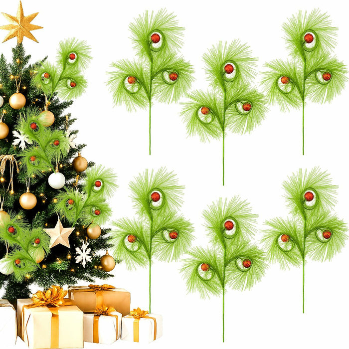 Ruxiel 17 Inch Christmas Tree Picks 6 PCS Lime Green Furry Curly Stems by Deal US