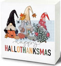 UNCDLV Happy Gnomes Wooden Sign Fall Decor 6x6 Inch hallothanksmas2 by Deal US