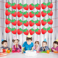 PEUTIER 4pcs Strawberry Party Banners Baby Shower Decorations Red Paper by Deal US