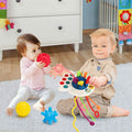 Thremhoo Montessori Silicone Baby Pull String Toy Toddler Red Blue Multi-color by Deal US