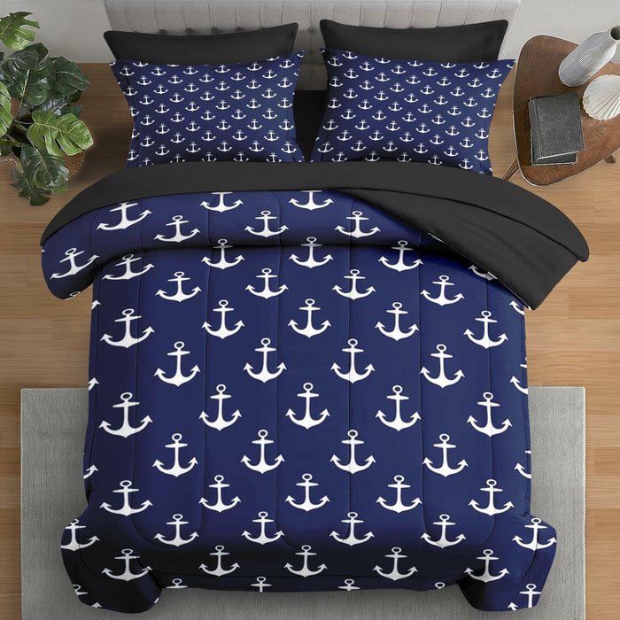 Pamnest Twin Comforter Set Nautical Navy Blue 5 Pcs Bedding Size Twin by Deal US