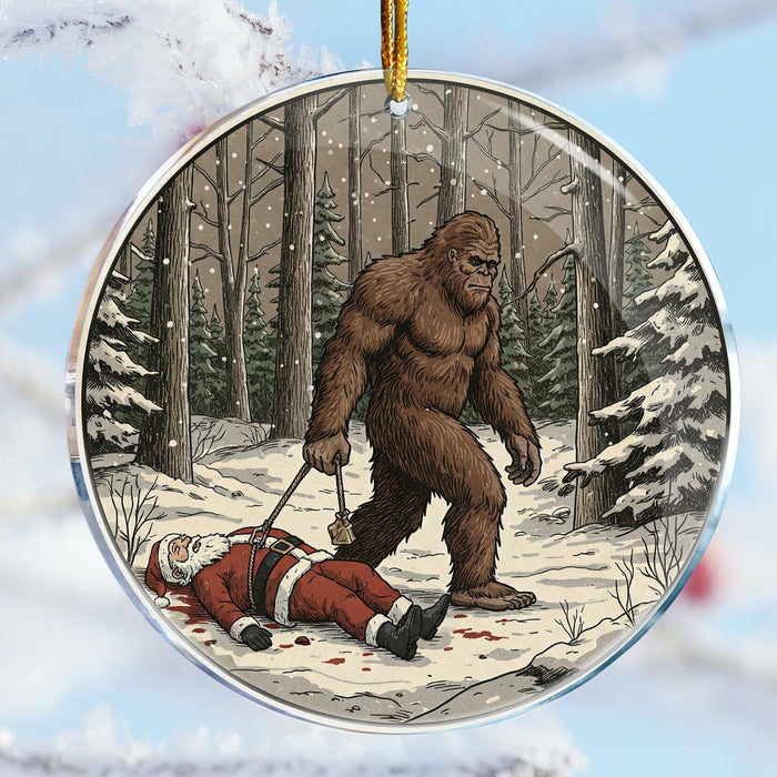 ROCI Bigfoot Killed Santa Christmas Ornament 3.6in Acrylic Funny Gag Gift by Deal US