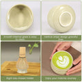 Sfutee Matcha Whisk Set 4pcs Ceramic Bowl Bamboo Scoop Chasen Holder 19oz Green by Deal US