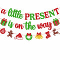 Ruicenbabiii Red A Little Present Is on the Way Baby Shower Banner Christmas by Deal US
