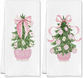 SereneHanctuary Chinoiserie Pink Bow Martini Kitchen Towels 16x24 Set of 4 by Deal US