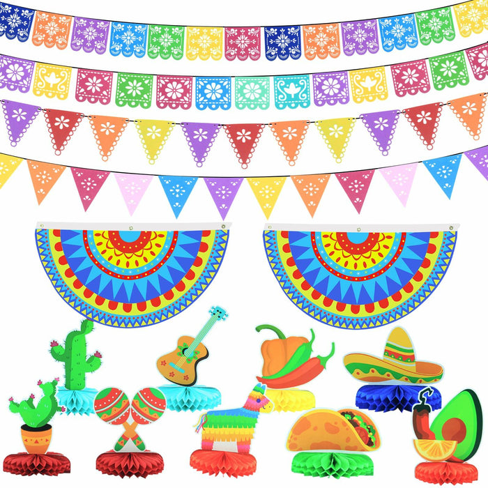 WUEURU Fiesta Decorations Cinco De Mayo Centerpiece Rainbow Mexican 15Pcs by Deal US