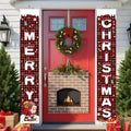 Libemskix Merry Christmas Door Banner 71x12in Red Black Buffalo Plaid 2pcs by Deal US