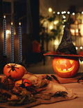 Color Poem Ornament 10in Black Dripless Halloween Taper Candles Set of 4 by Deal US