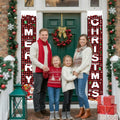 Libemskix Merry Christmas Door Banner 71x12in Red Black Buffalo Plaid 2pcs by Deal US