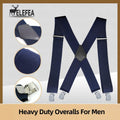 ELEFEA Men's Heavy Duty Suspenders 2" Wide X-Shape Adjustable Navy Blue Size L by Deal US