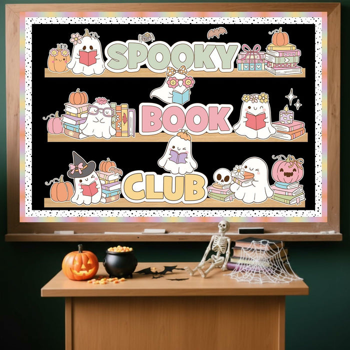 Pasimy Spooky Book Club Bulletin Board Set Ghost Halloween Classroom Decor by Deal US