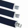 ELEFEA Men's Heavy Duty Suspenders 2" Wide X-Shape Adjustable Navy Blue Size L by Deal US