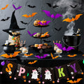 Fxozru Spooky Halloween Banner Bats Sticker Pink Purple Black Orange by Deal US
