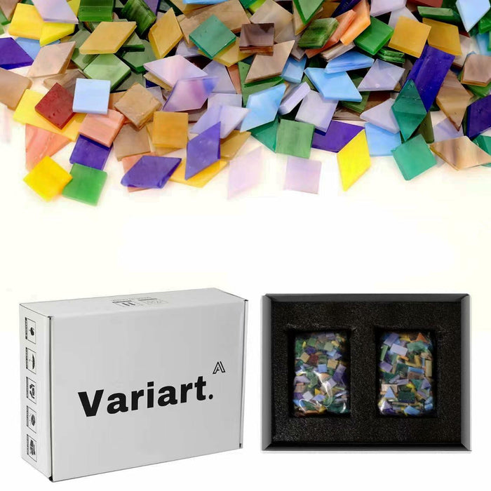 VARIART Mosaic Glass Tiles Large Petal Rainbow 120 Pcs 1.1 lbs by Deal US