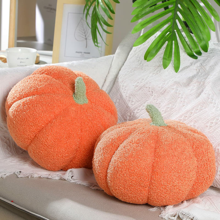 Queekay 2 Pcs Pumpkin Pillow Plush 11x9.5 Inch Orange Fall Decor by Deal US