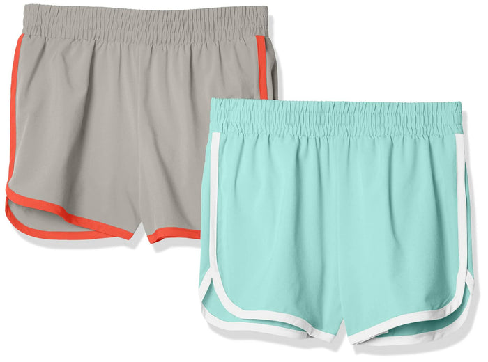 Amazon Essentials Girls Active Running Shorts 2 Pack Aqua Blue/Grey Size XL by Deal US