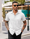 COOFANDY Men's Short Sleeve Button Up Shirt White Size M by Deal US