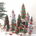 Soaoo 12 Pack Bottle Brush Christmas Trees 5-10in Wood Base Green Silver by Deal US