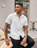 COOFANDY Men's Short Sleeve Button Up Shirt White Size M by Deal US