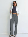 Kistore Womens Wide Leg Pleated Palazzo Work Trousers Blue Gray Size S by Deal US