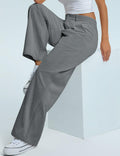 Kistore Womens Wide Leg Pleated Palazzo Work Trousers Blue Gray Size S by Deal US