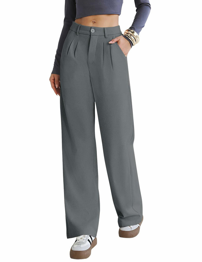 Kistore Womens Wide Leg Pleated Palazzo Work Trousers Blue Gray Size S by Deal US