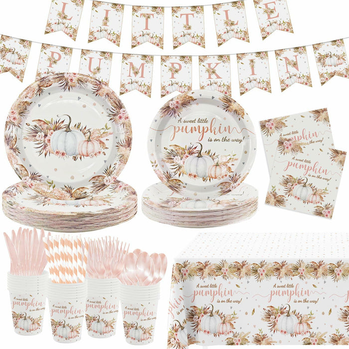 MEHOFOND Boho Fall Pumpkin Baby Shower Decorations 194 Pcs Floral Set by Deal US