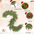 SHareconn 9FT Artificial Norfolk Pine Garland with Pine Cones Red Berries Green by Deal US