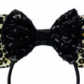 Foeran Sequin Mouse Ears Headband with Bow for Kids Adults Women Black by Deal US