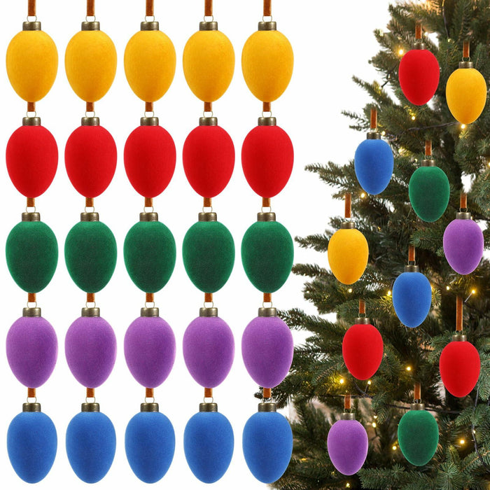Hollowfly Christmas Velvet Balls Ornaments 2.36'' Rainbow 15 Pcs Shatterproof by Deal US