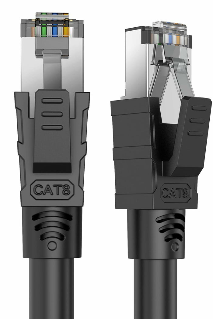 Qiuean Cat 8 Ethernet Cable 1.5ft Black RJ45 Shielded Patch Cord LAN by Deal US