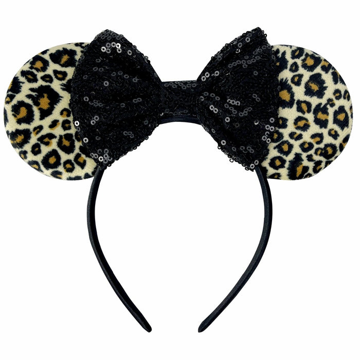 Foeran Sequin Mouse Ears Headband with Bow for Kids Adults Women Black by Deal US