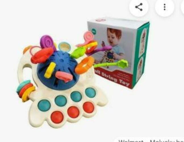 Thremhoo Montessori Silicone Baby Pull String Toy Toddler Red Blue Multi-color by Deal US