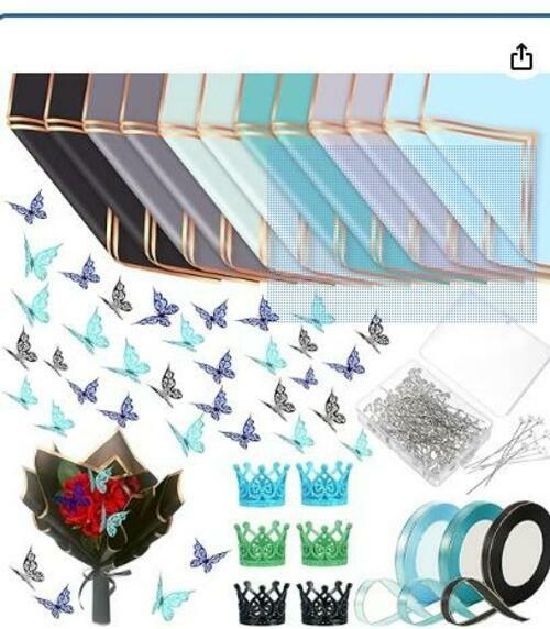 Qilery 334 Pc Flower Wrapping Paper Set Waterproof Floral Butterfly Fresh Color by Deal US