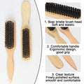 LLMSIX 2Pcs Wooden Handle Boar Bristle Hair Brush Soft Smoothing Brown by Deal US